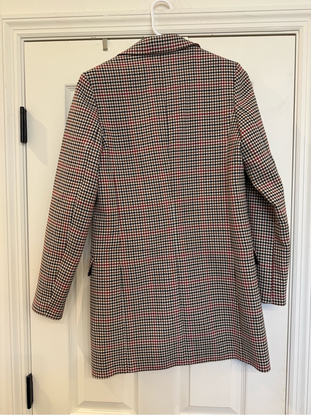 Massimo Dutti Beige Plaid Wool Blend Fitted Button Blazer Career Jacket Coat 4 - Picture 2 of 6